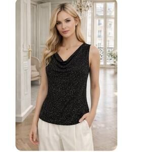 EXPRESS Black Draped Neck Beaded Tank Top Size Small